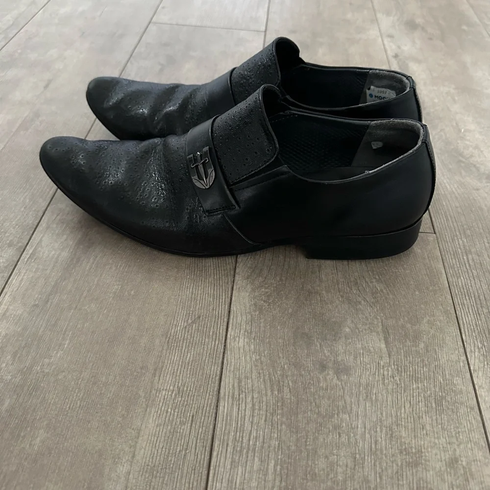 Mochi Men’s Black Leather Dress Slip On Shoes Moccasins size 42 (9)